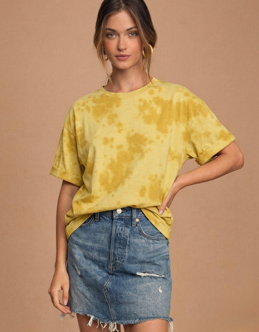 Unisex Tie Dye Oversized T-Shirt| Bare Hues | Yellow