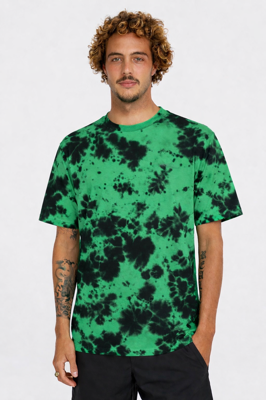 Unisex Tie Dye Oversized T-Shirt| Bare Hues | Green Black