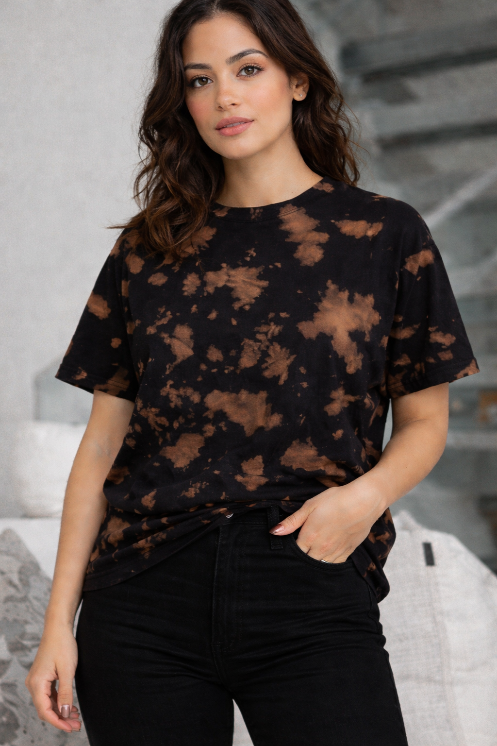 Unisex Tie Dye Oversized T-Shirt| Bare Hues | Brown Black