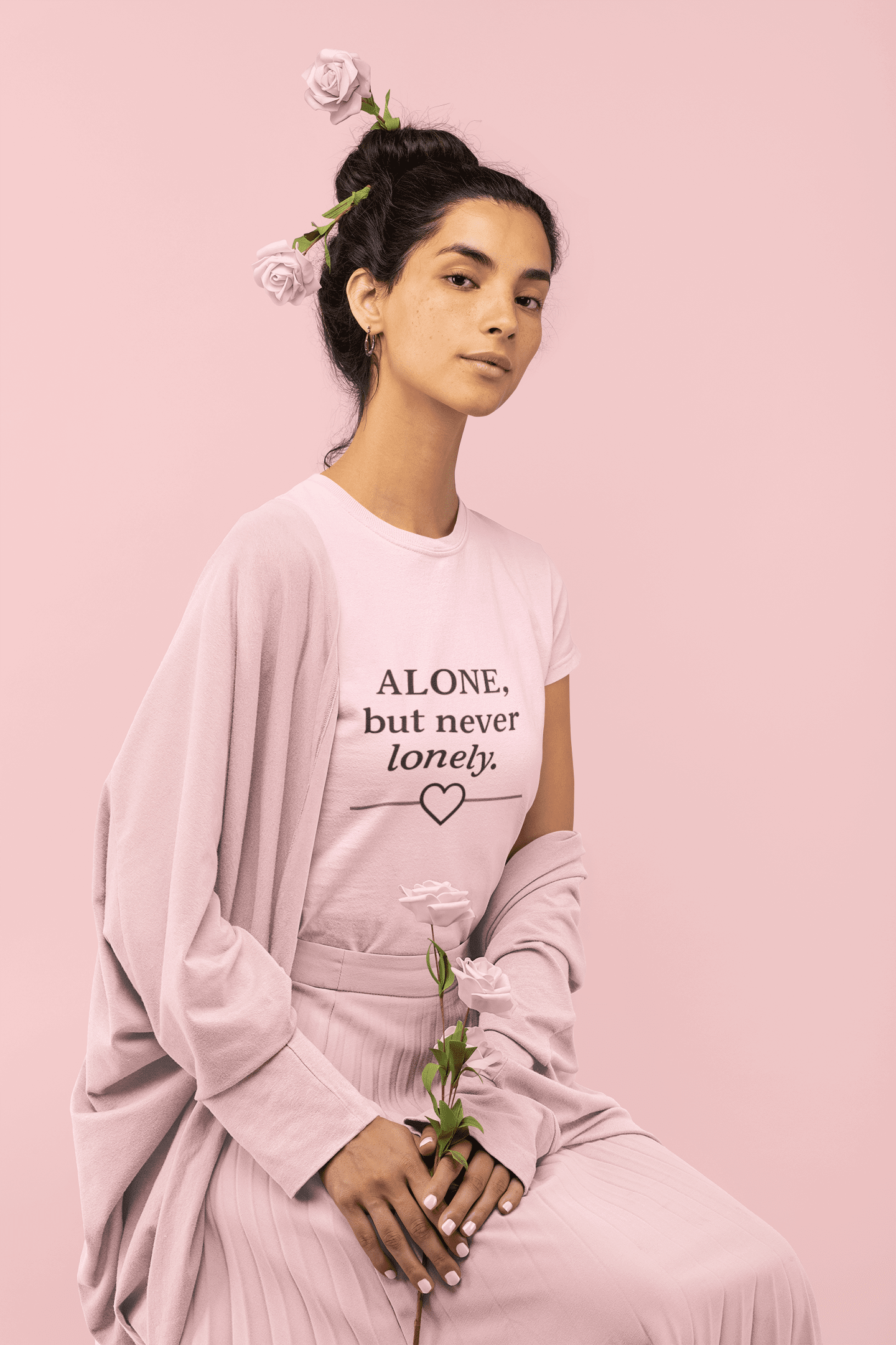 alone_never_lonely_front_female_model_baby_pink