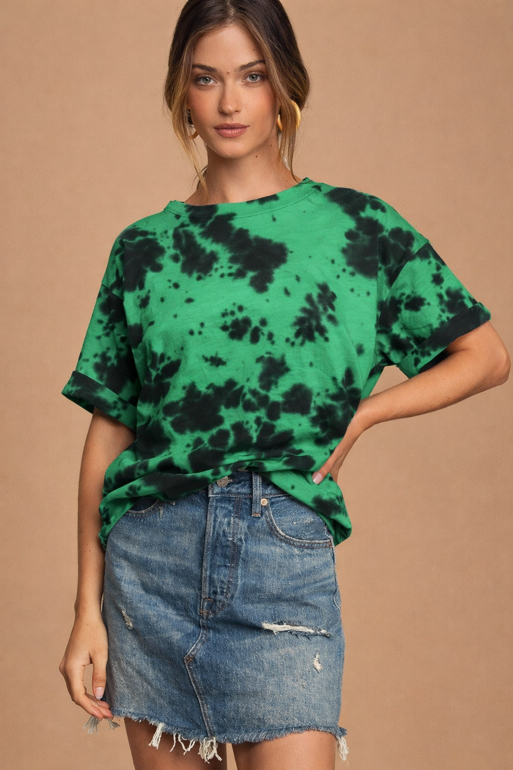 Unisex Tie Dye Oversized T-Shirt| Bare Hues | Green Black