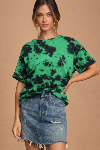 Unisex Tie Dye Oversized T-Shirt| Bare Hues | Green Black