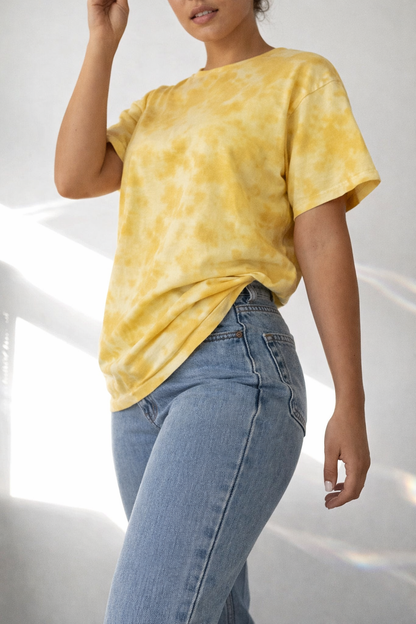 Unisex Tie Dye Oversized T-Shirt| Bare Hues | Yellow