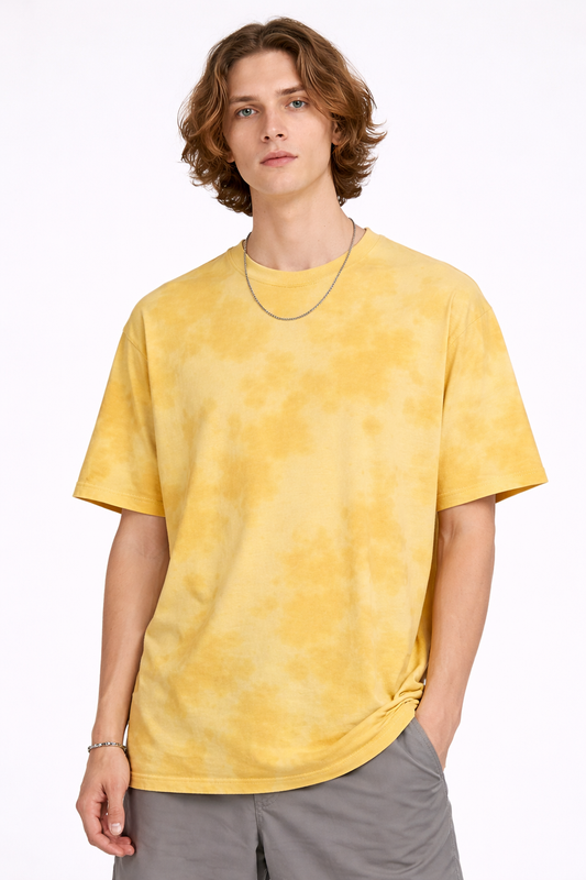 Unisex Tie Dye Oversized T-Shirt| Bare Hues | Yellow