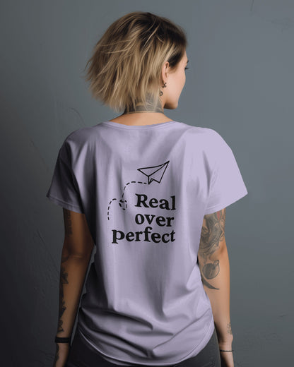 Real Over Perfect| Unisex Premium Quote T-Shirts & Emotional Apparel| Lumina Collection
