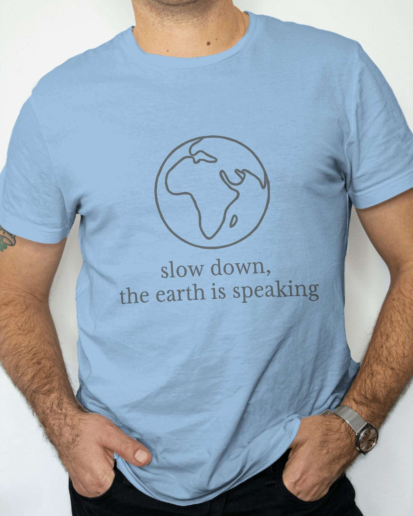 slow_down_earth_speaking_fonr_male_model_baby_blue