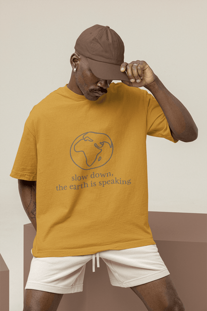 slow_down_earth_speaking_front_male_model_off_mustard_yellow