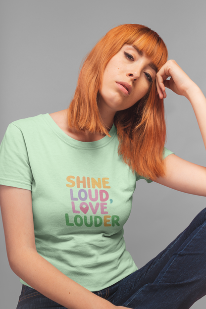 Shine Loud | Love Louder | Unisex Terry Oversized T-Shirt | Colour Escape